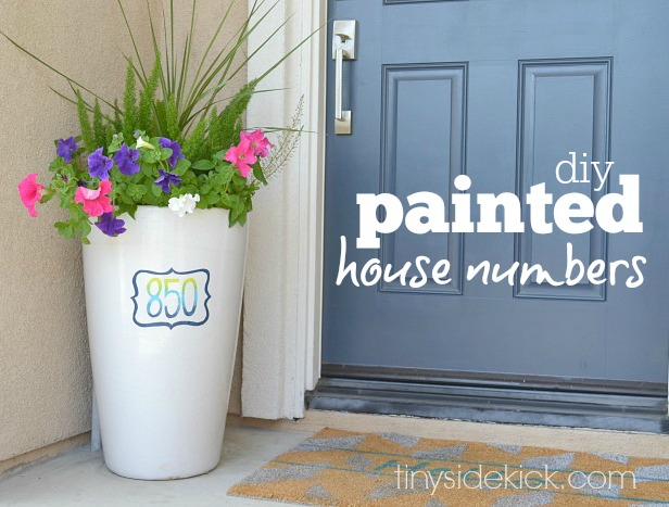 hand painted house numbers for spring decorating, crafts, curb appeal, porches