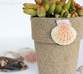 beach inspired flower pots, container gardening, crafts, decoupage, gardening, how to