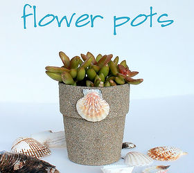 beach inspired flower pots, container gardening, crafts, decoupage, gardening, how to