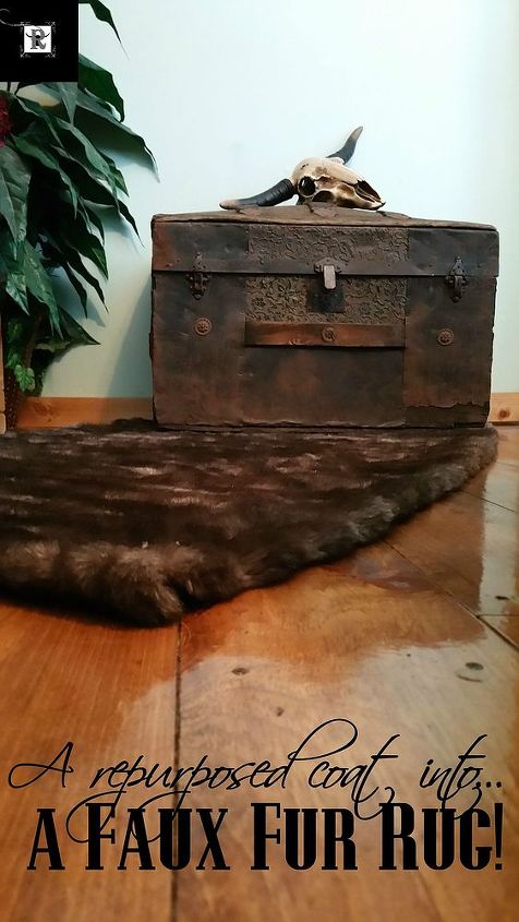 faux fur rug from a coat, how to, repurposing upcycling, reupholster