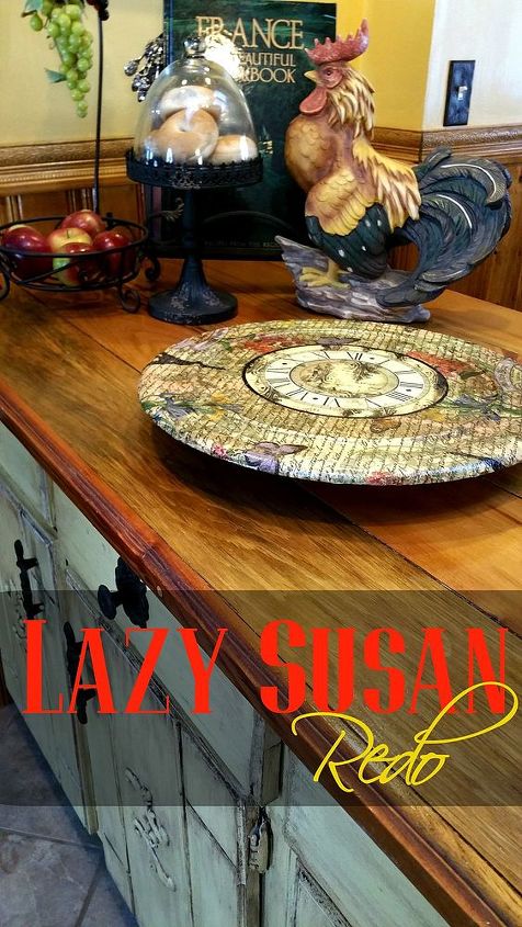 lazy susan redo decoupage with napkins, crafts, decoupage, kitchen design, repurposing upcycling