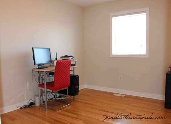before after a pretty home office makeover, diy, home improvement, home office, painting, shelving ideas, Before