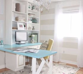 before after a pretty home office makeover, diy, home improvement, home office, painting, shelving ideas, After