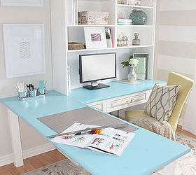 before after a pretty home office makeover, diy, home improvement, home office, painting, shelving ideas