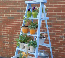 ladder herb garden, container gardening, gardening, outdoor living, repurposing upcycling