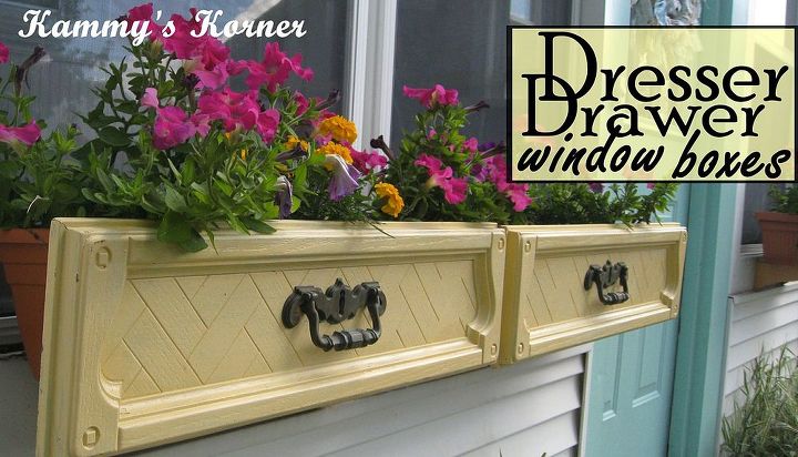 dresser drawer upcyle window boxes, container gardening, gardening, repurposing upcycling