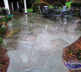 ann arbor mi pondless disappearing waterfall with flagstone patio, concrete masonry, gardening, ponds water features