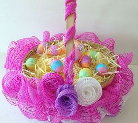 ruffled mesh easter basket diy, crafts, easter decorations, how to, seasonal holiday decor