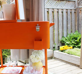 sprucing up an old cooler, outdoor living, painted furniture, repurposing upcycling