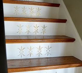 stenciling a stairway, foyer, painting, stairs