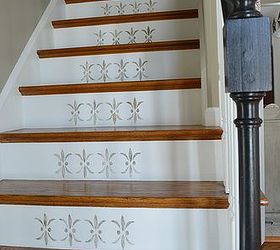 stenciling a stairway, foyer, painting, stairs