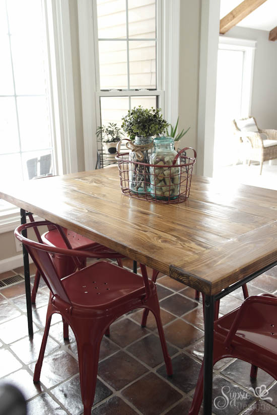 ikea industrial farmhouse table hack, diy, how to, painted furniture, repurposing upcycling, woodworking projects