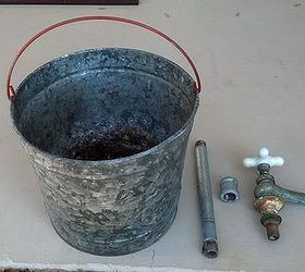 vintage bucket and faucet planter, container gardening, flowers, gardening, repurposing upcycling