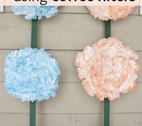 spring flower pot decor using coffee filters and a box, crafts, how to, repurposing upcycling