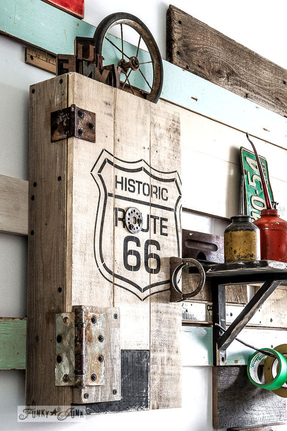 a route 66 styled pallet wood cupboard done easy, crafts, pallet, repurposing upcycling, woodworking projects