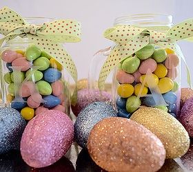 easter candy display, crafts, easter decorations, seasonal holiday decor