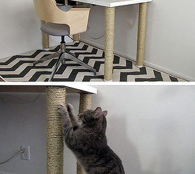 diy scratching post desk legs, how to, painted furniture, pets animals