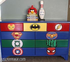 kid s superhero diy dresser makeover, bedroom ideas, painted furniture
