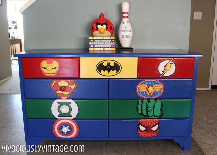 kid s superhero diy dresser makeover, bedroom ideas, painted furniture