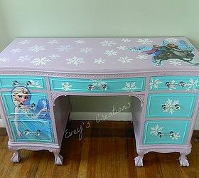 frozen inspired vanity and decoupage tutorial, decoupage, how to, painted furniture