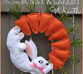 no sew fun bunny and carrot wreath, crafts, easter decorations, how to, seasonal holiday decor, wreaths