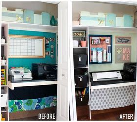 small office makeover, closet, home office, organizing, repurposing upcycling