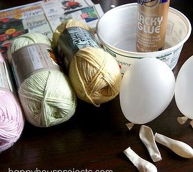 easter decor yarn wrapped eggs, crafts, easter decorations, how to, repurposing upcycling, seasonal holiday decor
