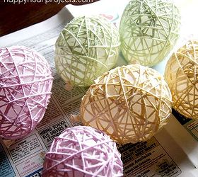 easter decor yarn wrapped eggs, crafts, easter decorations, how to, repurposing upcycling, seasonal holiday decor