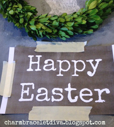 super easy diy easter chalkboard via reverse chalk transfer, crafts, easter decorations, seasonal holiday decor, wall decor, My Happy Easter printed out