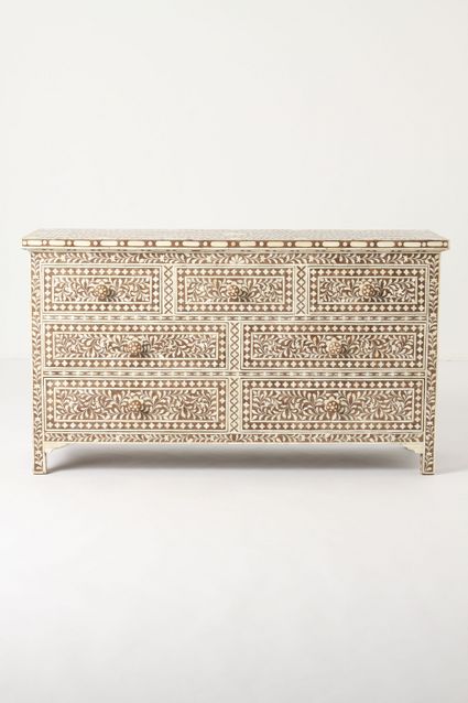 use stencils to recreate an anthropologie bone inlay dresser