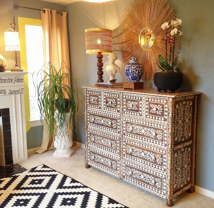 use stencils to recreate an anthropologie bone inlay dresser