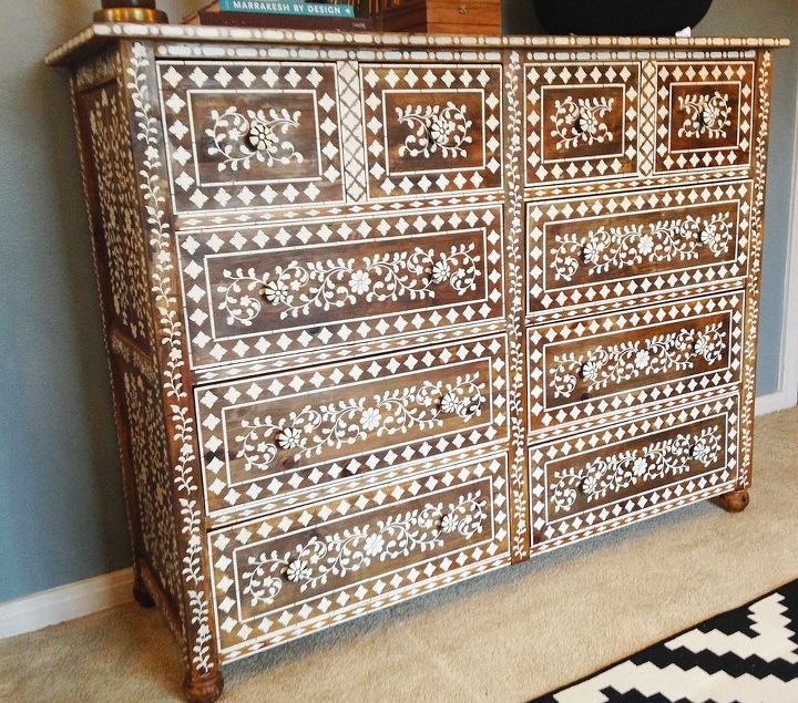 use stencils to recreate an anthropologie bone inlay dresser