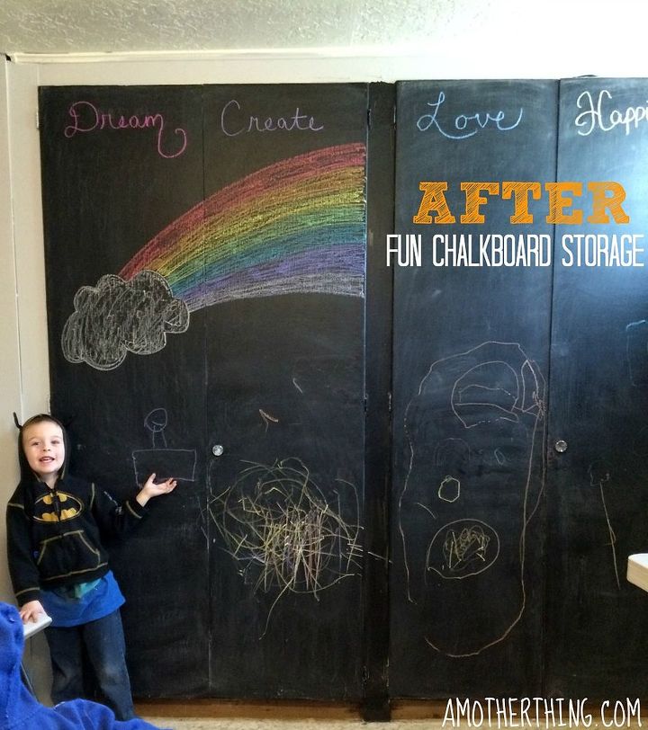 chalkboard storage cupboard for craft room, chalkboard paint, craft rooms, crafts, storage ideas