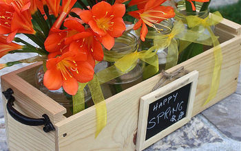 Spring Decor From Up Cycled Wine Box & Jars