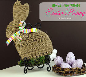 moss and twine wrapped easter bunny, crafts, easter decorations, how to, seasonal holiday decor
