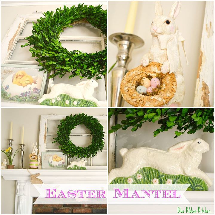 easter mantel using an old chippy window, easter decorations, fireplaces mantels, repurposing upcycling, seasonal holiday decor, windows