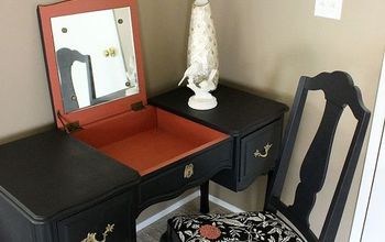 Coral and Black Painted French Provincial Vanity!