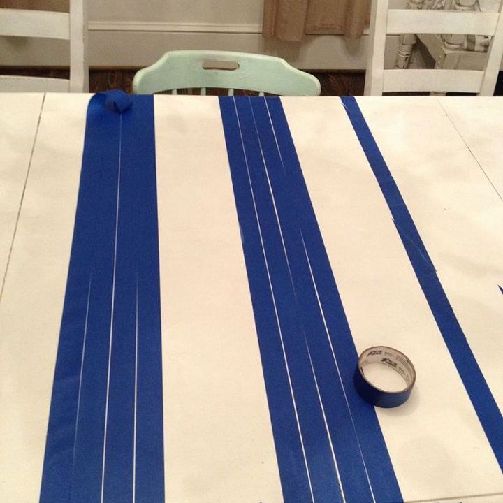 diy striped dining room table, how to, painted furniture