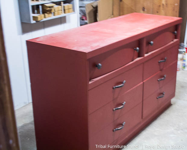 tribal stencil transformation a dated 1940 s dresser gets an update, chalk paint, painted furniture