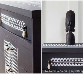 tribal stencil transformation a dated 1940 s dresser gets an update, chalk paint, painted furniture
