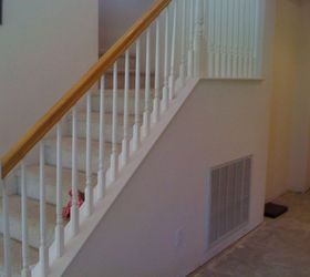 before after transforming a boring staircase, home improvement, painting, stairs