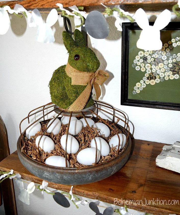 easter mantle vintage neutral, easter decorations, fireplaces mantels, repurposing upcycling, seasonal holiday decor