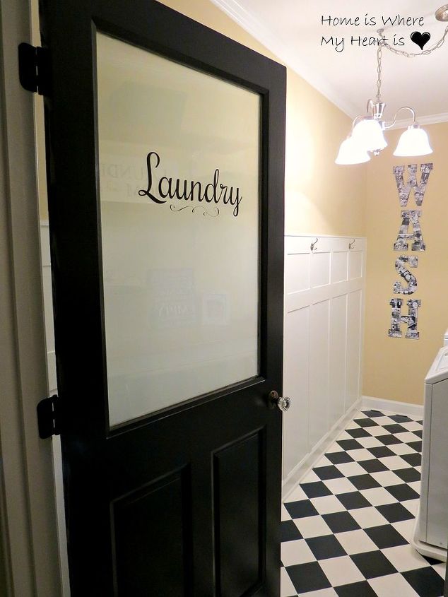 blah to charming laundry room, flooring, laundry rooms, shelving ideas, wall decor