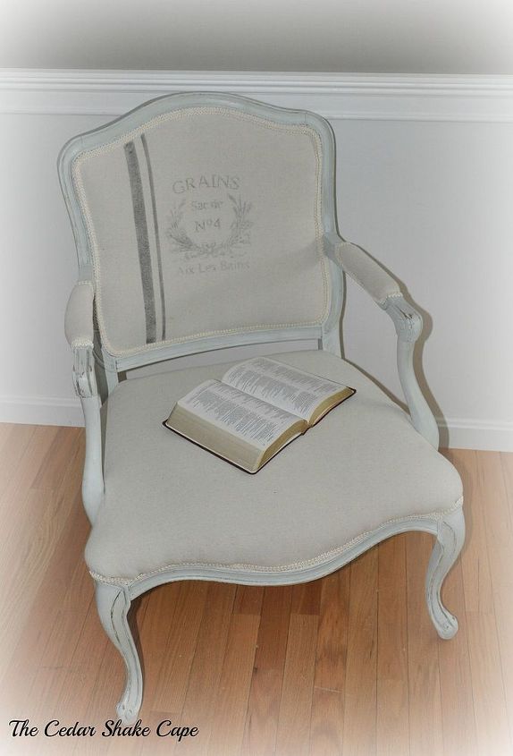 french chair makeover, chalk paint, painted furniture, repurposing upcycling, shabby chic, reupholster