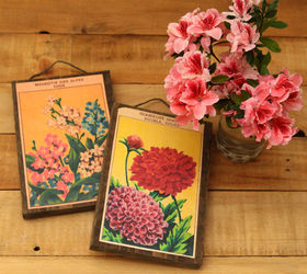 scrap wood and vintage seed packets wall decor, crafts, decoupage, how to, repurposing upcycling, wall decor