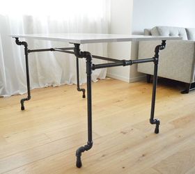 diy industrial pipe dining table, dining room ideas, diy, painted furniture, repurposing upcycling