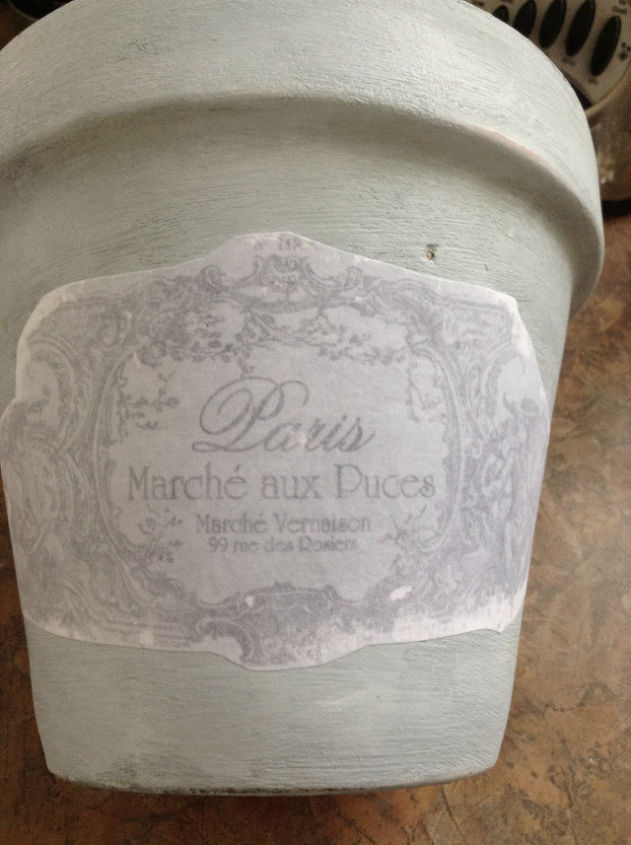 gorgeous french frame flower pot, chalk paint, container gardening, crafts, decoupage, flowers