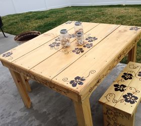 table and benches, diy, how to, outdoor furniture, painted furniture, woodworking projects, Final