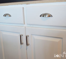 4 easy cabinet updates under 50, kitchen cabinets, kitchen design, Drawer Trim Before