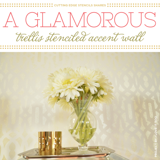 Moroccan Stenciled Accent Wall In Glamorous Metallic  Gold  Moroccan Stenciled Accent Wall In Glamorous Metallic  Gold